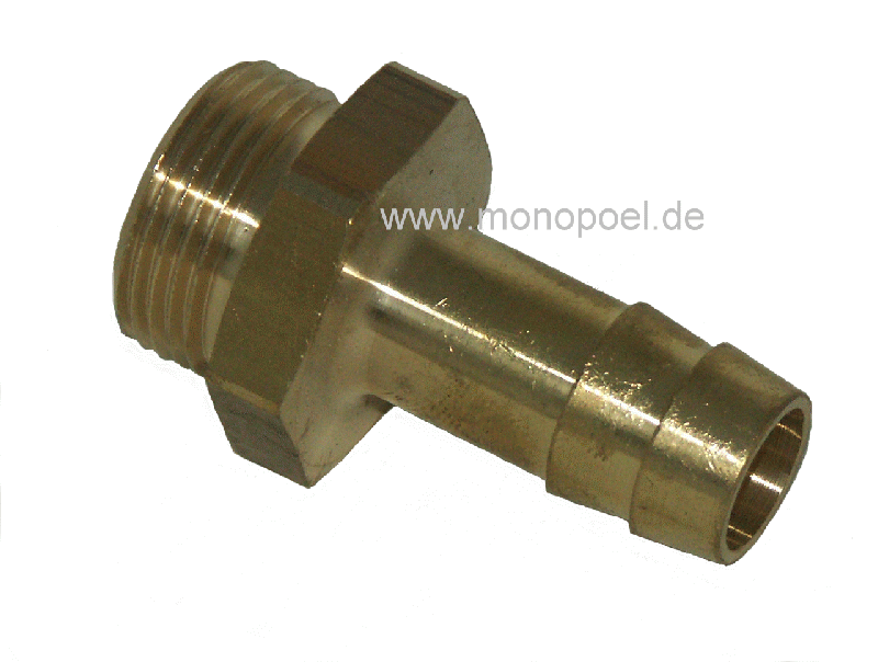 threaded nozzle, brass, 3/4 inch x 15 mm nozzle