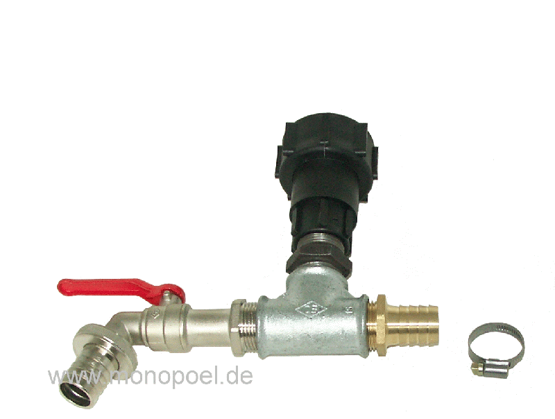 IBC-connector end fitting with drain tap
