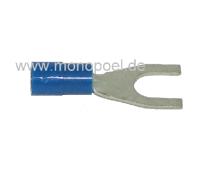 fork cable lug, insulated, M3, blue