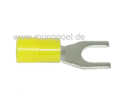 Kabelschuh, Gabelform, isoliert, M5, gelb