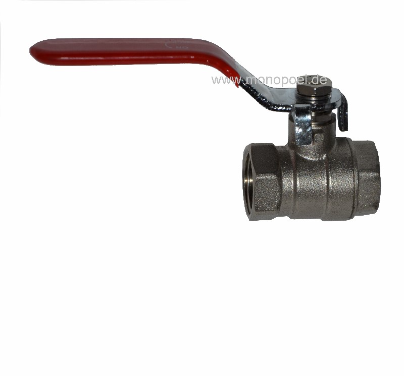 ball valve, 1/2 inch female/female, nickel-plated brass