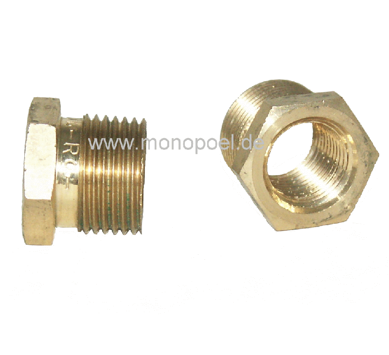 reduced connector, brass, 3/8 inch male to 1/4 inch female