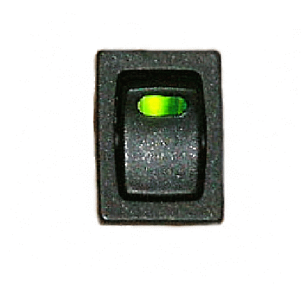 rocker switch, 12 V, 16 A, with LED green