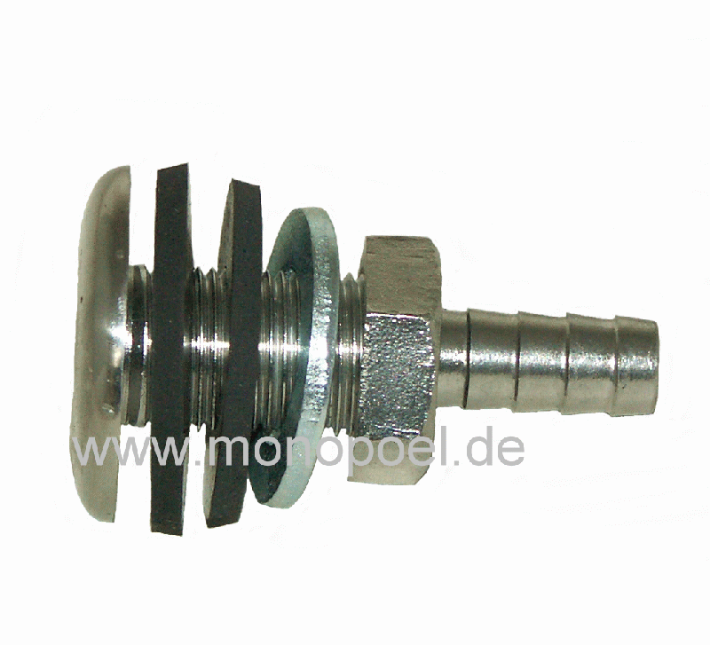 thru-hull hose fitting set, straight, for hose with 10 mm ID