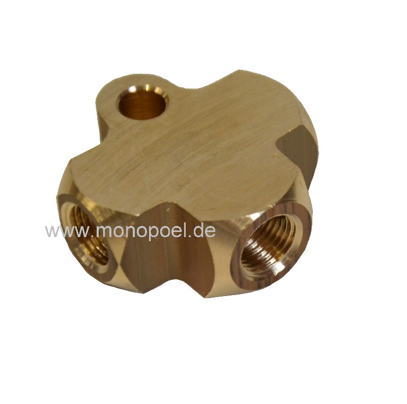 T-piece, 4.75 mm, M10x1, F-flange, brass