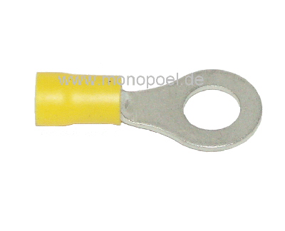 ring cable lug, insulated, M6, yellow