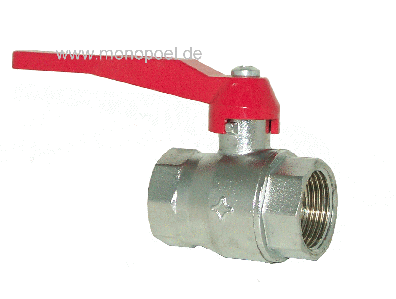 ball valve, 1 inch female/female, nickel-plated brass