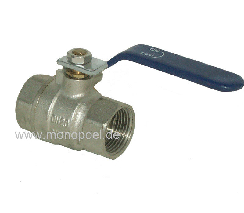 ball valve, 3/4 inch female/female, nickel-plated brass