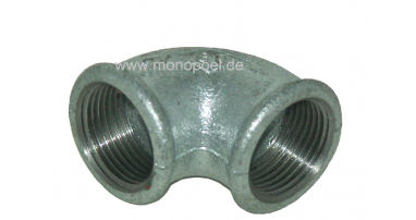 90 degrees elbow fitting, malleable cast iron, 1 1/2 inch female