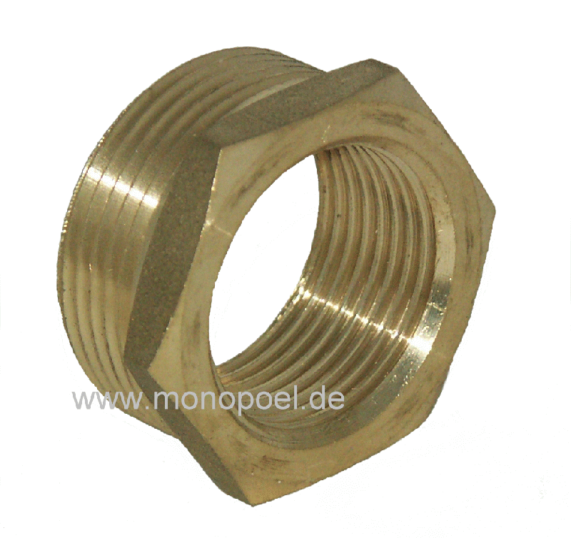 reduced connector, brass, 1 inch male to 3/4 inch female
