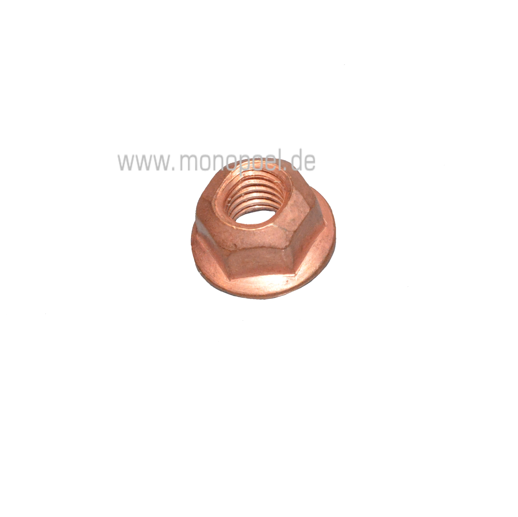 Nut, exhaust manifold, M8, copper-plated